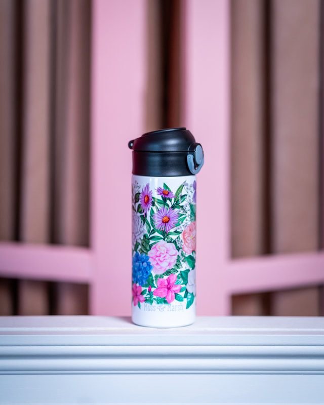 Moss and Marsh Product Photography Session - Floral Drink Container